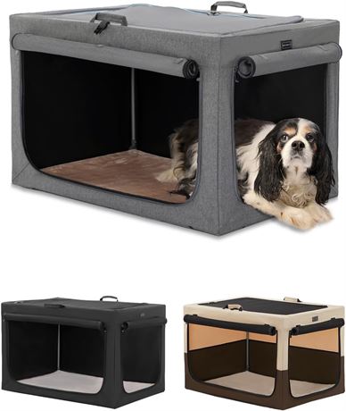Petsfit Portable Sturdy Folding Soft Dog Travel Crate with Soft Mat for Pets up