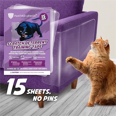 Panther Armor 15-Pack Anti Cat Scratch Deterrent & Training Tape - Protect Couch