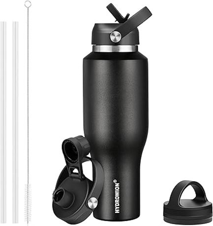 HYDROWION 40 oz Insulated Water Bottle with Str...