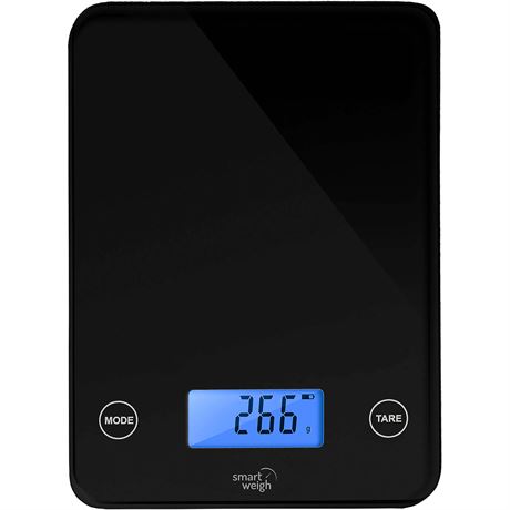 Smart Weigh Digital Kitchen Scale with Glass Top, Audible Touch Buttons,