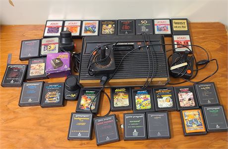 Atari CX-2600A Console with Various Games