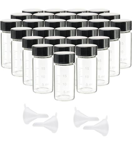 Kesell 20ml Glass Vials Clear Small Glass Vials with Screw Caps and Scale Liquid