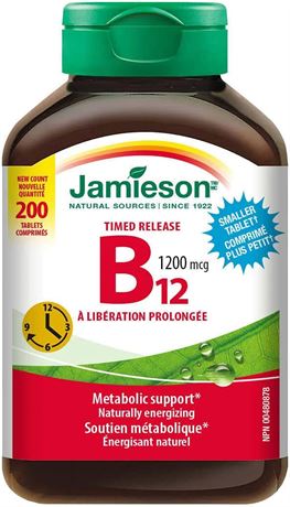 190 Tablets - Jamieson Vitamin B12 Timed Release 1200mcg