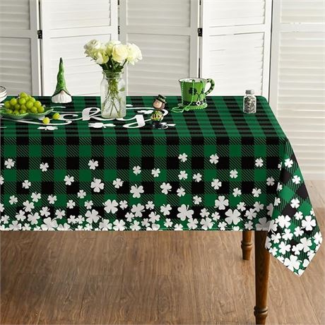Horaldaily St. Patrick's Day Rectangular Tablecloth 52×70 Inch, Buffalo Plaid