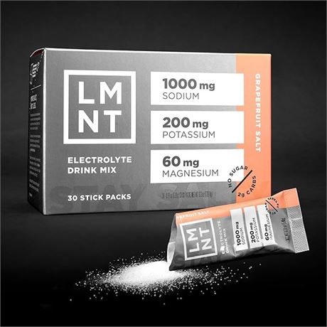 LMNT Keto Electrolyte Drink Mix | Grapefruit Salt | 30 Stick Packs