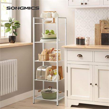 SONGMICS 5-Tier Storage Rack, Bathroom Shelf, Industrial Style Extendable Plant