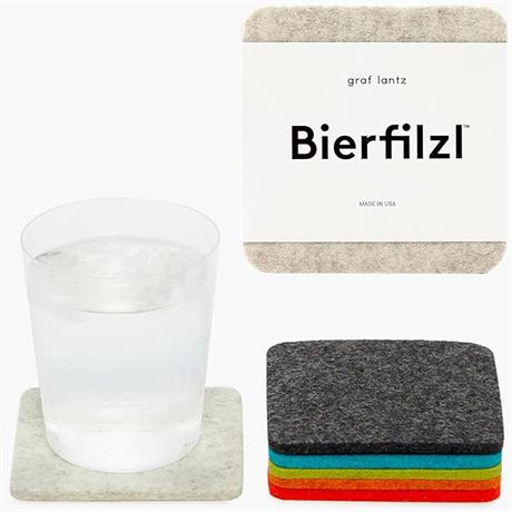 Set of 6 - Graf Lantz Bierfilzl Square Felt Coasters - Multi-Color - 100% Merino