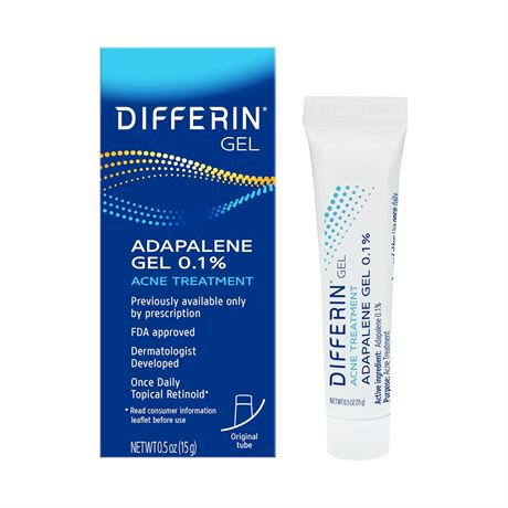 Differin Acne Treatment Gel, 30 Day Supply, Retinoid Treatment for Face with 0.1