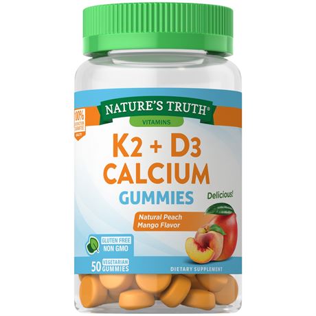 Vitamin K2 + D3 + Calcium Gummies | 50 Count | Vegetarian No...