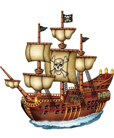 Beistle 50469 Jointed Pirate Ship, 31-Inch - Party/Room Decoration/Wall Hanger