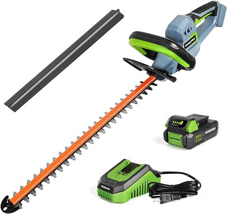 WORKPRO 20V Cordless Hedge Trimmer, 20" Dual Action Blades Electric Hedge Trimme