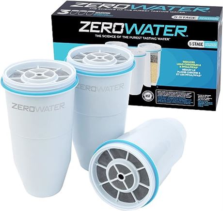 Zerowater Filters 3-Pack Bpa-Free Water for Pitchers and Dispensers NSF