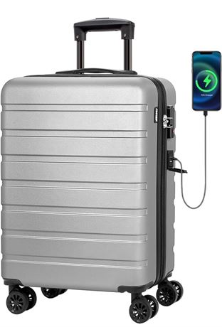 Carry on Luggage AnyZip PC ABS Hardside Luggage with 4 Universal Wheels TSA Lock