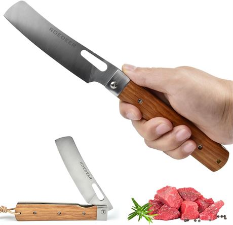 Roedeer Folding Chef Knife with 440A Stainless Steel Blade and Wooden Handle