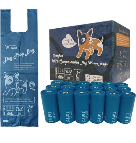 Certified Compostable Dog Poop Bags with Handles, Poop Bags for Dogs, Plant Base