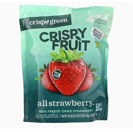 Crispy Green Natural Freeze-Dried Fruit, Strawberry Single-Serve, No Sugar Added