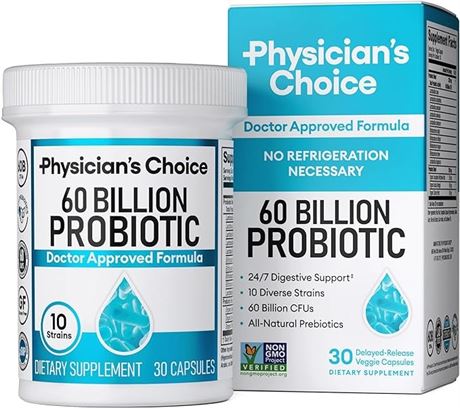 Physician's Choice Probiotics 60 Billion CFU - 10 Strains + Organic Prebiotics -