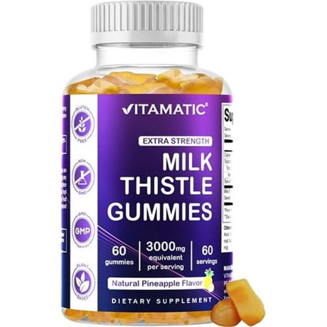 Vitamatic Milk Thistle Gummies - 3000 Mg Equivalent - Liver Detox & Anti Oxidant