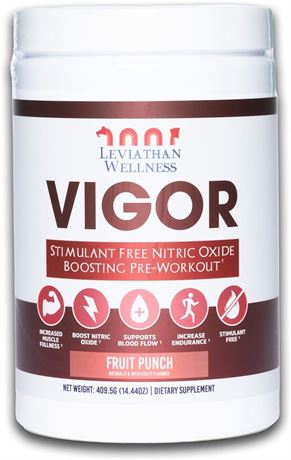 Vigor - Stimulant Free, Nitric Oxide Boosting Pre-Workout Powder, 30 Servings