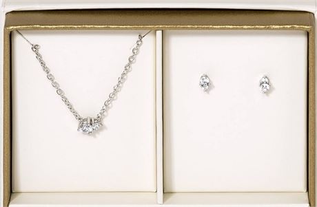 Plated Cubic Zirconia Chain Necklace Earring    - a New Day™