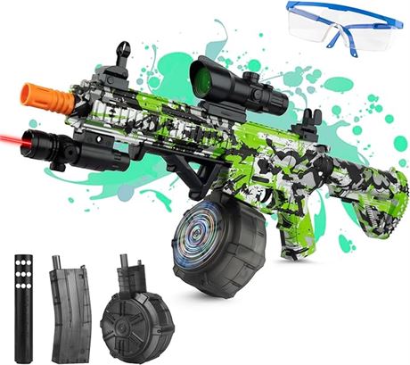 Large Gel Ball Blaster with Drum & Mag, Automatic and Manual Splatter Blaster, E