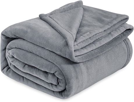 Bedsure Fleece Blanket Queen Size for Bed - Grey Queen Blanket Winter Fuzzy Cozy