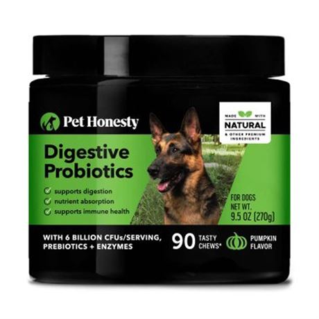 Pet Honesty Probiotic Digestive Support Soft Chews for Dogs Pumpkin 05/08/2025