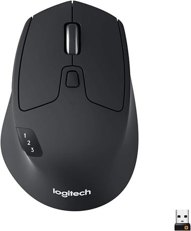 Logitech M720 Triathlon Multi-Device Wireless Mouse, Bluetooth, USB Unifying