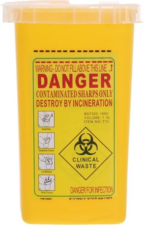 Sharps Disposal Container Biohazard Needle and Syringe Disposal Small Portable