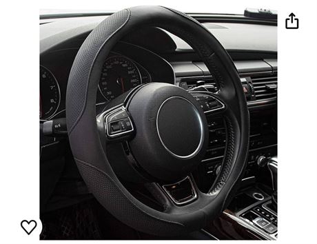 Xizopucy Car Steering Wheel Cover,14.5-15 Inch Black Universal Microfiber Leathe