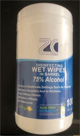 600 Disinfecting WET WIPES 75%Alcohol (6 x 100 Wipe Containers)