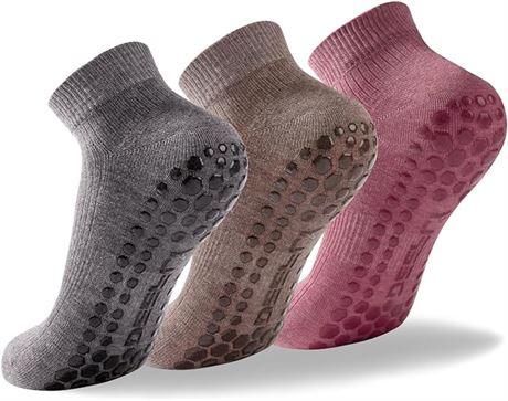 O/S(PACK OF 3)- deefly Low Cut Yoga Socks Non Slip Grip Socks, Unthickened
