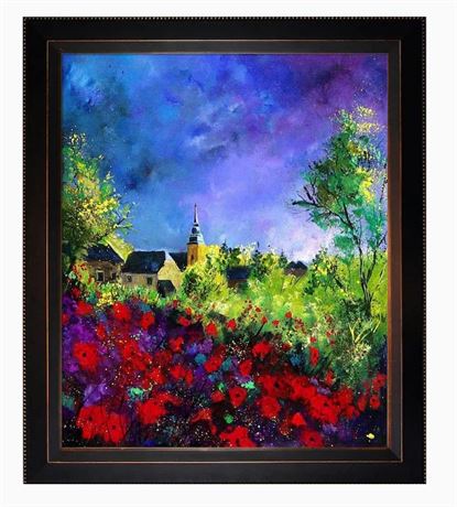 ArtistBe Poppies in villers Framed 26-in H x 22-in W Floral Print on Canvas