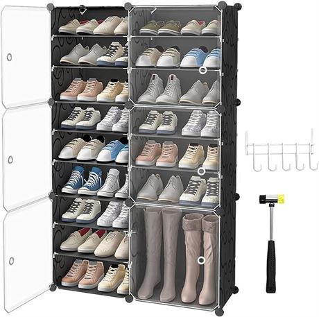 Shoe Rack 9 Tier Shoe Storage Cabinet 36 Pair Plastic...