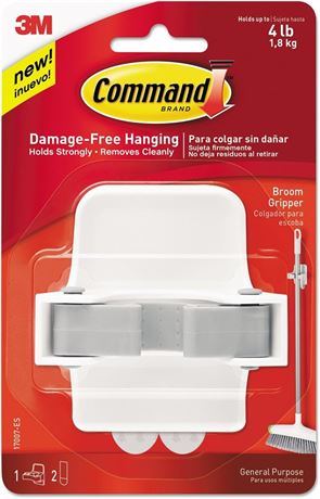 Command Strips 8358002331 08358002331 Broom Gripper, Band, 3 Pack, Grey/White,