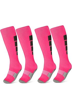 Kids Soccer Socks, 2 Pairs for Boys Girls, Youth Knee High Athletic Sports