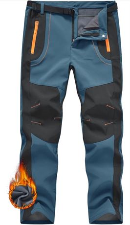 Sz:XL, Men's Winter Hiking Pants Waterproof Fleece Lined Softshell Insulated Sno