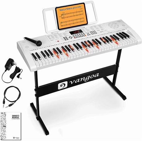 Vangoa Piano Keyboard 61 Keys with Full-size Lighted Keys, Beginner Electric Key