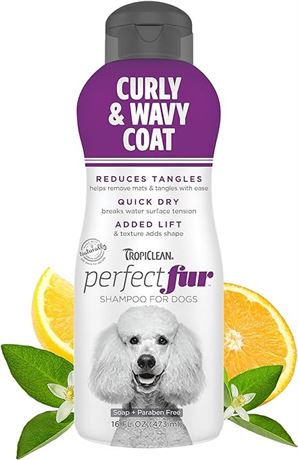 Tropiclean Perfect Fur Curly & Wavy Coat Shampoo for Pets 16 Ou...