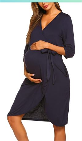 Ekouaer Women's Nursing Robe 3 in 1 Labor Delivery Maternity Dress Hospital Gown
