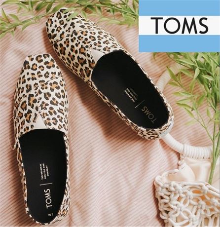 Toms Womens Slip-On Leopard Print Flats