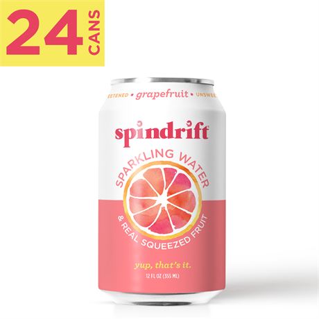 Spindrift Grapefruit Sparkling Water, 12 Fl. Oz. Cans (Pack of 24)
