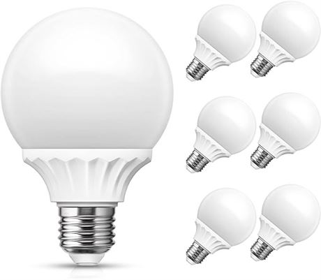 6 PACK LOHAS G25 Globe Light Bulbs, LED Vanity Lights 40-45W Equivalent