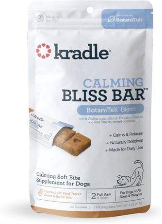 (2 Pack) PaKradle Bliss Bar - Dog Calming Peanut Butter Bacon Flavor Soft Ba