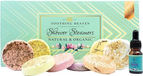 Aromatherapy Shower Steamer 8X Organic Bath Bombs & Free Lavender Essential Oil