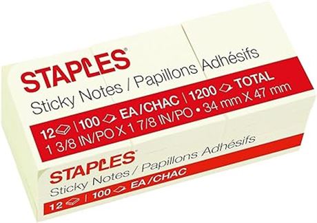 3 PACK Staples 105791 Stickies Standard Notes 1.38 X 1.88-I...