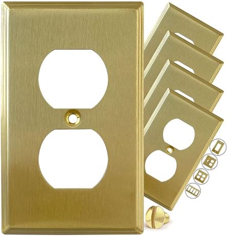 5 Pack, 4.92" x 3.15" - Rio Salto MID-SIZE Modern Linear Metal Gold Outlet Cover
