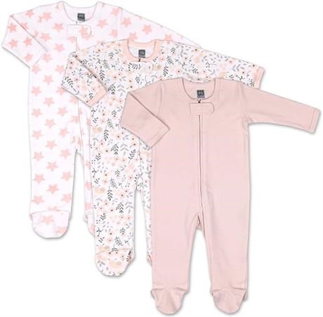 0-3M, The Peanutshell Baby Sleepers for Girls, Newborn to 9 Months Girl Footed P