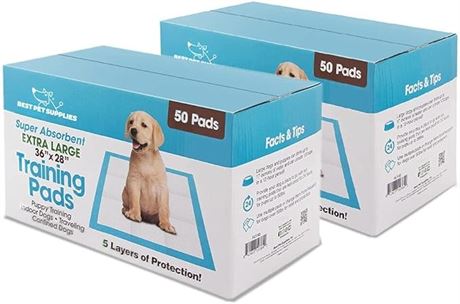 PACK OF 100 Best Pet Supplies, XL (36" x 28") Disposable Puppy Pads