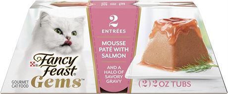 Pack of 8 (57g ea) - Fancy Feast Gems Pate Cat Food Mousse With Salmon and a Hal